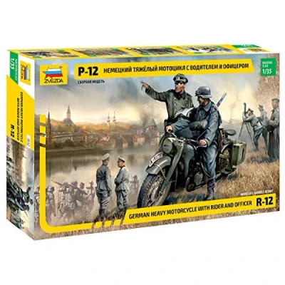Image of Zvezda ZV3632 Deutsche Krad 923632 1/35 R12 Motorcycle, Multicoloured