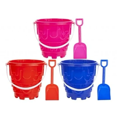 Image of PMS 5.5&quot; x 5.75&quot; ROUND CASTLE BUCKET W/SPADE + HANGTAG