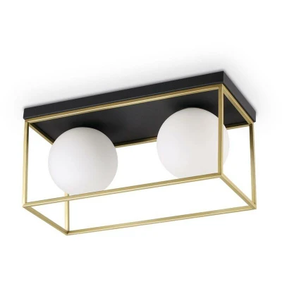 Image of Lingotto 2 Light Globe Ceiling Antique Brass
