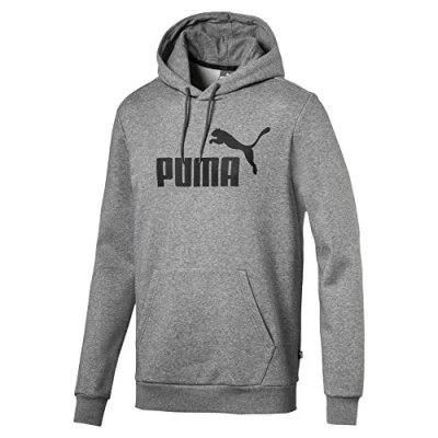 Image of PUMA PUMJV Men ESS Hoody FL Big Logo Pullover Medium Gray Heather, L