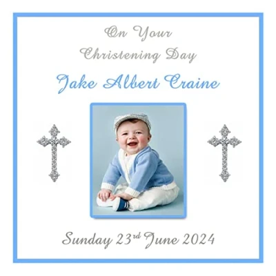 Image of Christening Edible Icing Cake Topper Personalised Square
