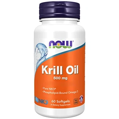 Image of Now Foods Krill Oil, 1000mg, with EPA, DHA and Astaxanthin, high dose, 60 Softgels, Laboratory Tested, Soy Free, Gluten Non GMO