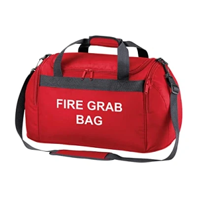 Image of School Evacuation Fire Grab Bag Printed Red Emergency Kit &amp; Documents 26 Litre Compact Holdall