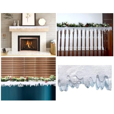 Image of 1.8m Glittered Icicle Fringe Christmas Decoration, Artificial Soft Glittery Drape/Garland