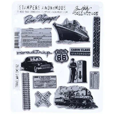 Image of Stampers Anonymous Tim Holtz Cling Mounted Stamp Sets Travel Ways Rubber