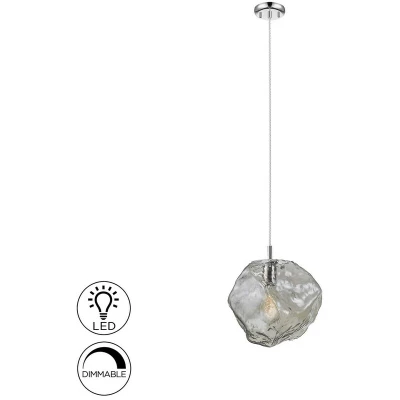 Image of Petra Pendant Light , Chrome, Smoke, 1x E27