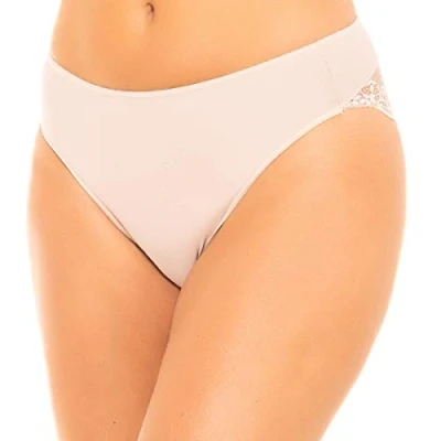 Image of Janira Womens Brislip GRETA panty style panties with semi transparent lace 1031288 woman Beige Size X Large