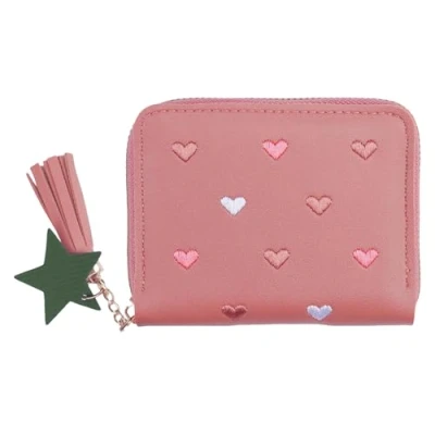 Image of Girls Purse,Girls Purse Cute for Small Kids Suitable Teens Women Gift with Embroidered Heart (Dark Pink)