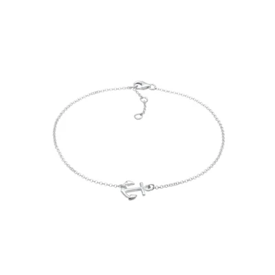 Image of Elli Women&#039;s 925 Silver Xilion Cut Anchor Maritim Hanseatic Anklet Length of 25 cm