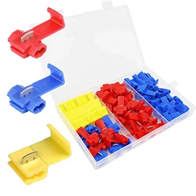 Image of senvenelec 50Pcs Scottish Lock Wire Quick Connector Terminal, Kit, Branch 22Pcs Red, Blue, 6Pcs Yellow