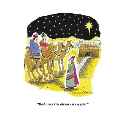 Image of Three Kings Bad News Its a Girl Funny Xmas Art Humour Christmas Greeting Card by Shadbolt