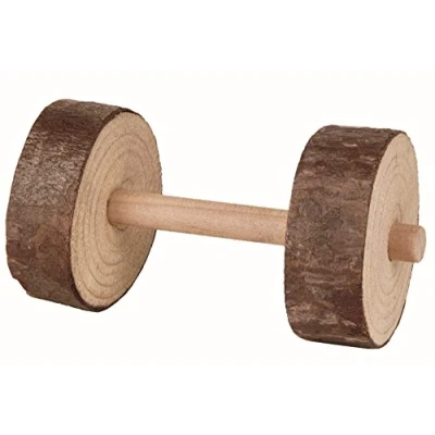 Image of Trixie 2 x Wooden Dumbell Chew Toys, 9cm 4.5cm Each. For Rabbit Guinea Pigs Ferret Rat