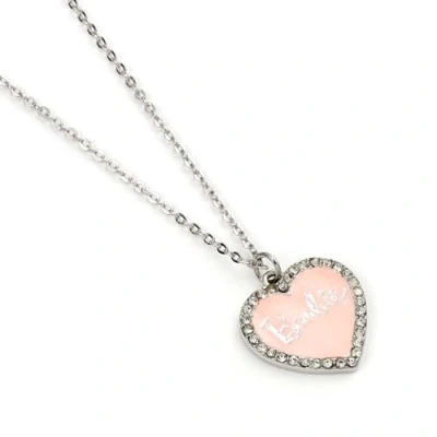 Image of Barbie™️ Pink Enamel Heart Pendant Necklace with Crystal