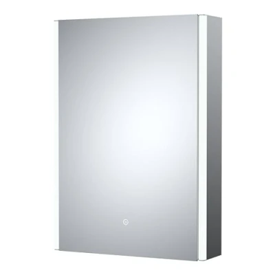 Image of Balterley Rectangular 1 Door Touch Sensor Mirror Cabinet with 2 Shelves, Demister &amp; Shaver Socket, 500mm White/Chrome