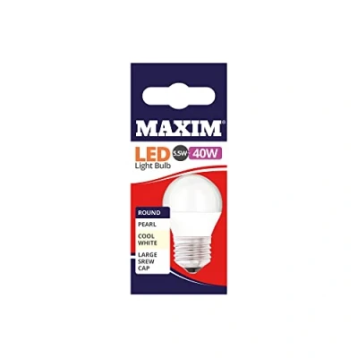 Image of Maxim LED Bulbs [Pack of 10] Type: Round (Cool White) 6Watts (40Watts) / Pearl Finish 25 000 Hours/Energy Saving Multipack [40MLRESCW5X10]