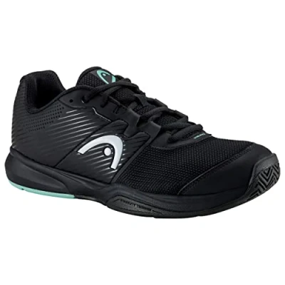Image of Head Revolt Court Multicourt tennis shoes, Men&#039;s, Size: 10.5, Black/teal Leather/synthetics