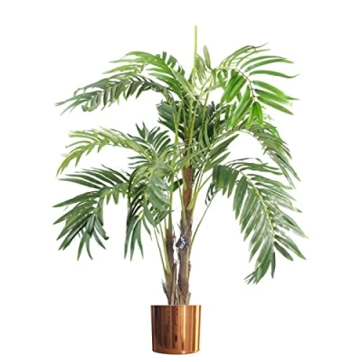 Image of Leaf Large Artificial Palm Tree, Natural Copper, 120cm
