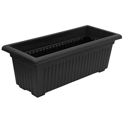 Image of Thumbsup Large 70cm Planter Plastic Trough Sleek Black Raised Plant Pot Herb Plants Flower Bed Ideal for Small Bushes