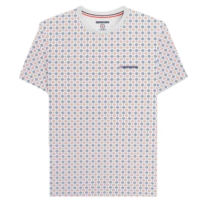 Image of Lambretta Mens Geo AOP Crew Neck Short Sleeve T Shirt White 4XL