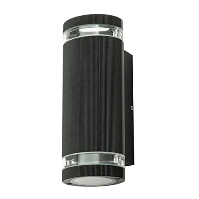 Image of LITECRAFT Holme Wall Light Up and Down Outdoor Oval Garden IP44 Fitting Black