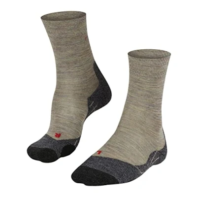 Image of FALKE Women&#039;s TK2 Explore Melange W SO Wool Thick Anti Blister 1 Pair Hiking Socks, Green (Moon Mist 7765), 2.5 3.5