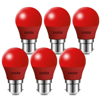 Image of EXTRASTAR B22 LED Light Bulb Red, 4W Bayonet Cap G45 Bulb, 180 Beam Angle Lightbulbs for Christmas Holiday Party, Non Dimmable, Pack of 6