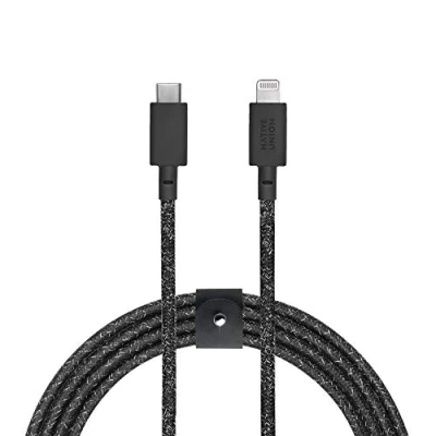 Image of Native Union Belt Cable USB C to Lightning 3m Ultra Strong Reinforced Charging with Leather Strap [MFi Certified] Compatible iPhone 14, 13 and earlier (Cosmos)