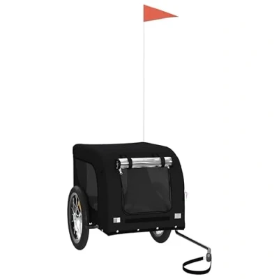 Image of vidaXL Dog Bike Trailer with Iron Frame and Black Oxford Fabric Commuting Cycling Accessory for Pet Transport Holds Up to 45 kgs