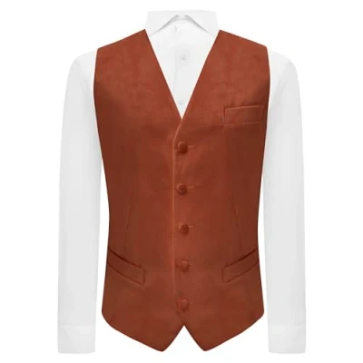 Image of King &amp; Priory Bronze Textured Velvet Waistcoat M