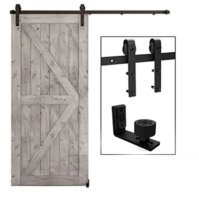 Image of TSMST 5FT/152CM Sliding Door Track Barn Hardware Kit Closet Rail Roller Accessory Adjustable Floor Guide