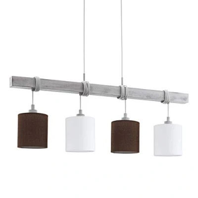 Image of Eglo Lighting Townshend 4 Lamp Straight Bar Pendant Ceiling Light White Patina