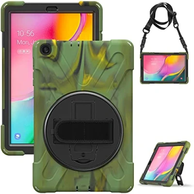 Image of Gerutek for Galaxy tab a Case 10.1 2019 SM T510/T515 Case, Heavy Duty Protection Shockproof Replease Cover with Stand, Hand/Carry Strap Samsung 2019, Camo