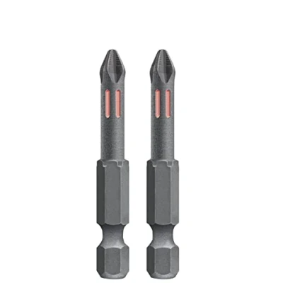 Image of kwb 2 x 50mm PH1 Torsion Bits, TQ 60 Steel, Mega Grip Ribs, ISO 1173 Drive C6.3