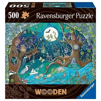 Image of Ravensburger Wooden Jigsaw Puzzle for Adults and Kids Age 14 Years Up Fantasy Forest 500 Pieces