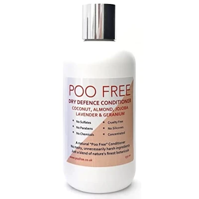 Image of POO FREE 99% Natural Conditioner Dry Defense, Almond, Jojoba, Lavender, Geranium. No Sulfates/Parabens/Silicones, pH 5.5, Sensitive Skin. 250ml