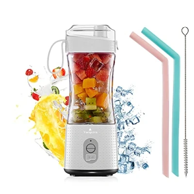 Image of Vaeqozva Portable Blender,Personal Blender for Shakes and Smoothies,Blender Smoothie Maker USB Rechargeable with 6 Blades,380ml Mini Juicer Travel Sports Office Kitchen,White