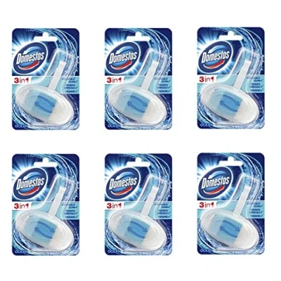 Image of Domestos Toilet Rim Block 3 in 1 Ocean Bathroom Cleaning Limescale Freshen Scent (6 Packs)