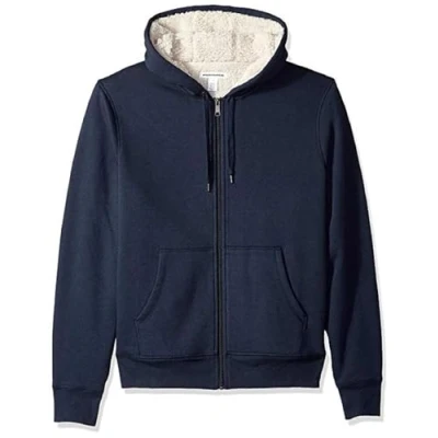 Image of Amazon Essentials Women&#039;s Sherpa Lined Fleece Full Zip Hooded Jacket (Available in Plus Sizes), Navy Heather, XXL