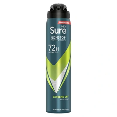 Image of Sure NonStop protection Extreme Dry with MotionSense technology anti perspirant Aerosol deodorant spray for 72h sweat and odour