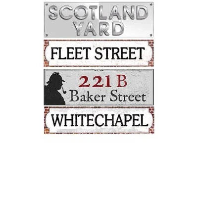 Image of PARTYRAMA.CO.UK Sherlock Holmes PVC Party Sign Decorations 60cm x 15cm Pack of 4