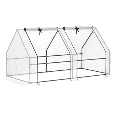 Image of Outsunny Mini Small Greenhouse Poly Tunnel Steeple for Plants Vegetables White