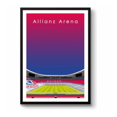 Image of GroundDesigns FC BAYERN MUNCHEN Football Gift ALLIANZ ARENA Stadium Art Unframed A3 Print Munich