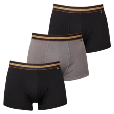 Image of Ted Baker Mens 3 Pack Boxer Briefs Black/Grey/Black L
