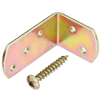 Image of Alberts 208820 Braid Fence Holder Angle, Large Pack, Yellow Galvanised, 40 x 60 30 mm, Set of 24