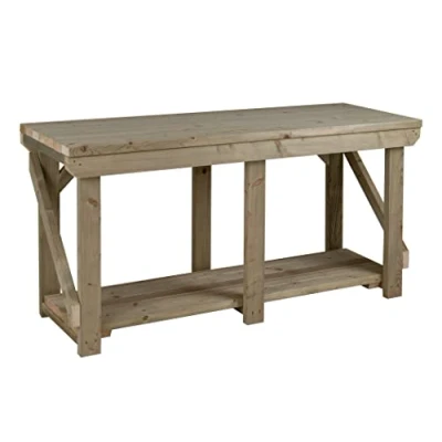 Image of Workbench Indoor/Outdoor Pressure Treated Heavy Duty Handmade Garage Workshop Work Table (10ft)