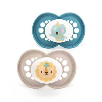 Image of MAM Original Soothers 6+ Months (Pack of 2), Baby with Self Sterilising Travel Case, Newborn Essentials, Blue (Designs May Vary)