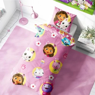 Image of Halantex Gabby’s Dollhouse Single Reversible Duvet Set 135 x 200 cm with 49 74 Pillowcase Colorful &amp; Cozy Bedding for Kids Great Gift Fans