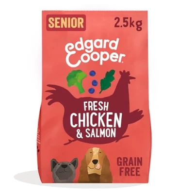 Image of Edgard &amp; Cooper Senior Dry Dog Food for Mature Dogs Kibble Grain Free, Chicken Salmon 2.5kg Tasty Fresh Meat, High Protein Natural Ingredients, Gluten Free Non GMO