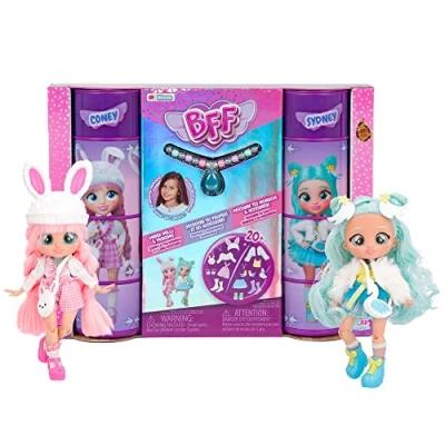 Image of BFF By Cry Babies Coney &amp; Sydney, Twin Pack Collectible Fashion Dolls with Long Hair, fabric Clothes and 15 Accessories Toy gift for kids +5 Years