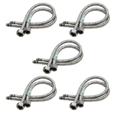 Image of Xcel Home 10x M10 x1/2 Flexible Tap Connectors (400mm) 10 Lengths 5 Pairs of BSP Kitchen/Basin Monobloc Mixer Flexi Pipe Tails Braided Stainless Steel